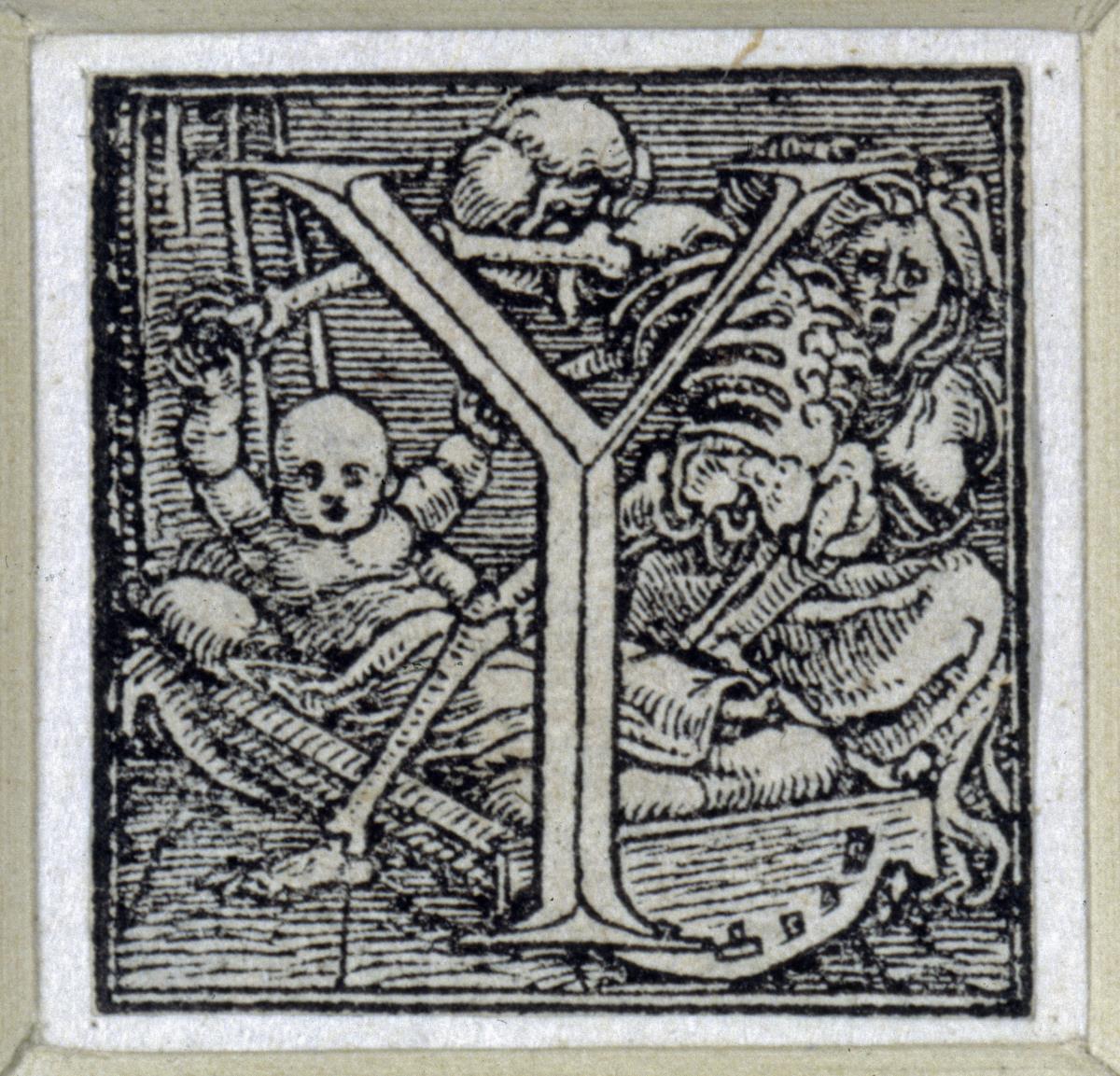 Initiale zu einem lateinischen Majuskel-Alphabet (sog. "Todesalphabet"): Y