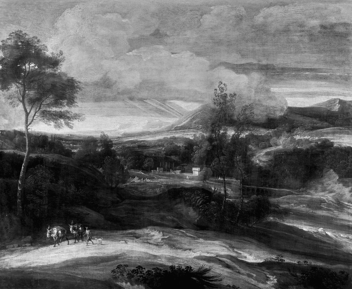 Landschaft mit Eseltreiber