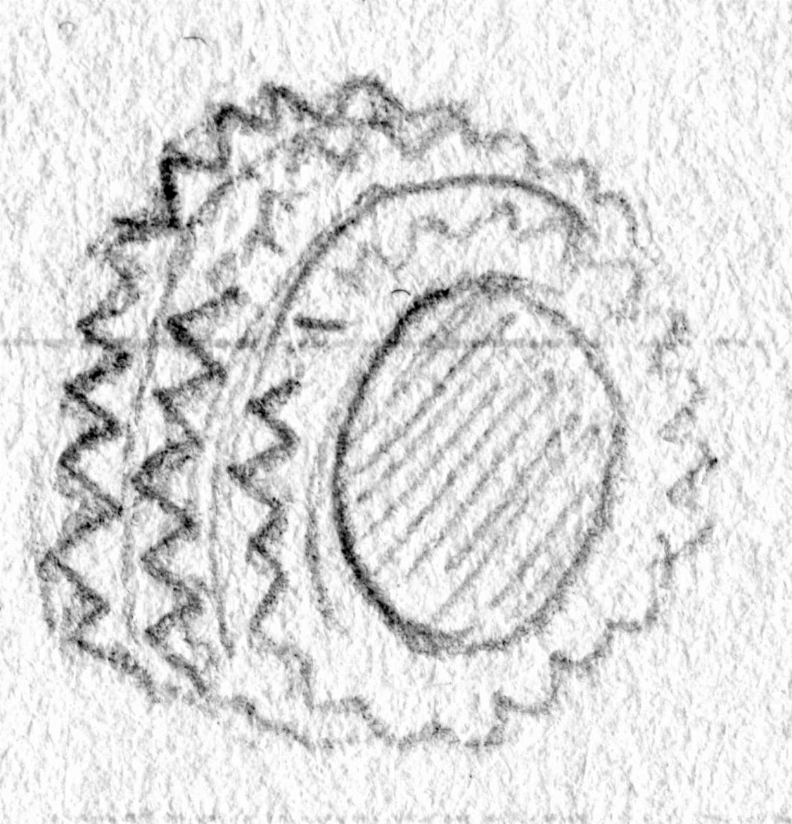 Zylindrischer Ring mit dreifachem Zackenrand (Teil einer Pferdetrense; sog. "Streitkolben")