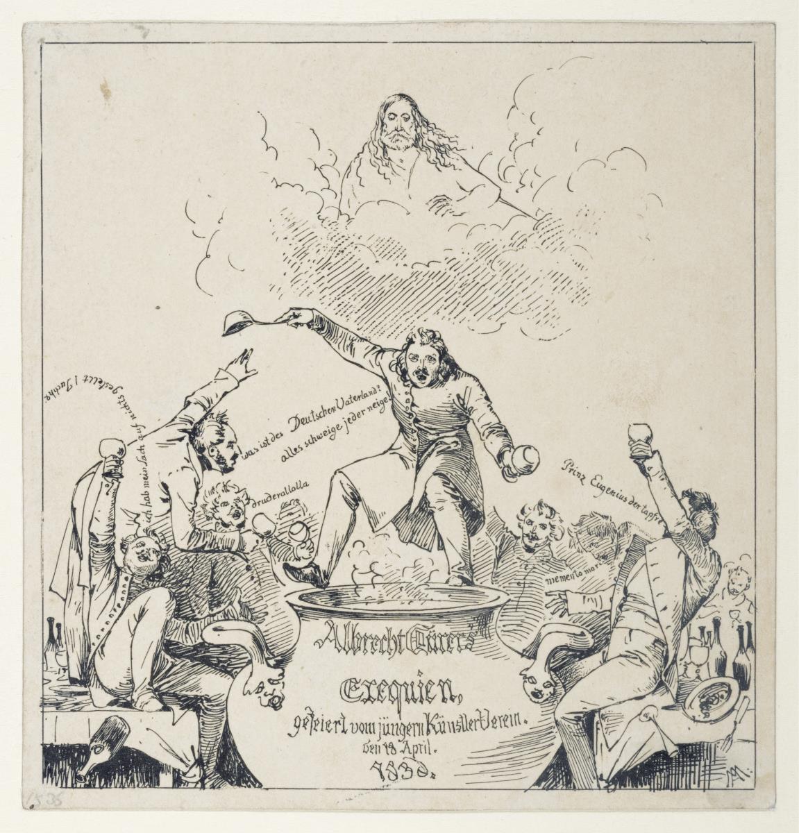 "Albrecht Dürers Exequien". Karte zum Dürerfest des Vereins der jüngeren Künstler, 18. April 1836