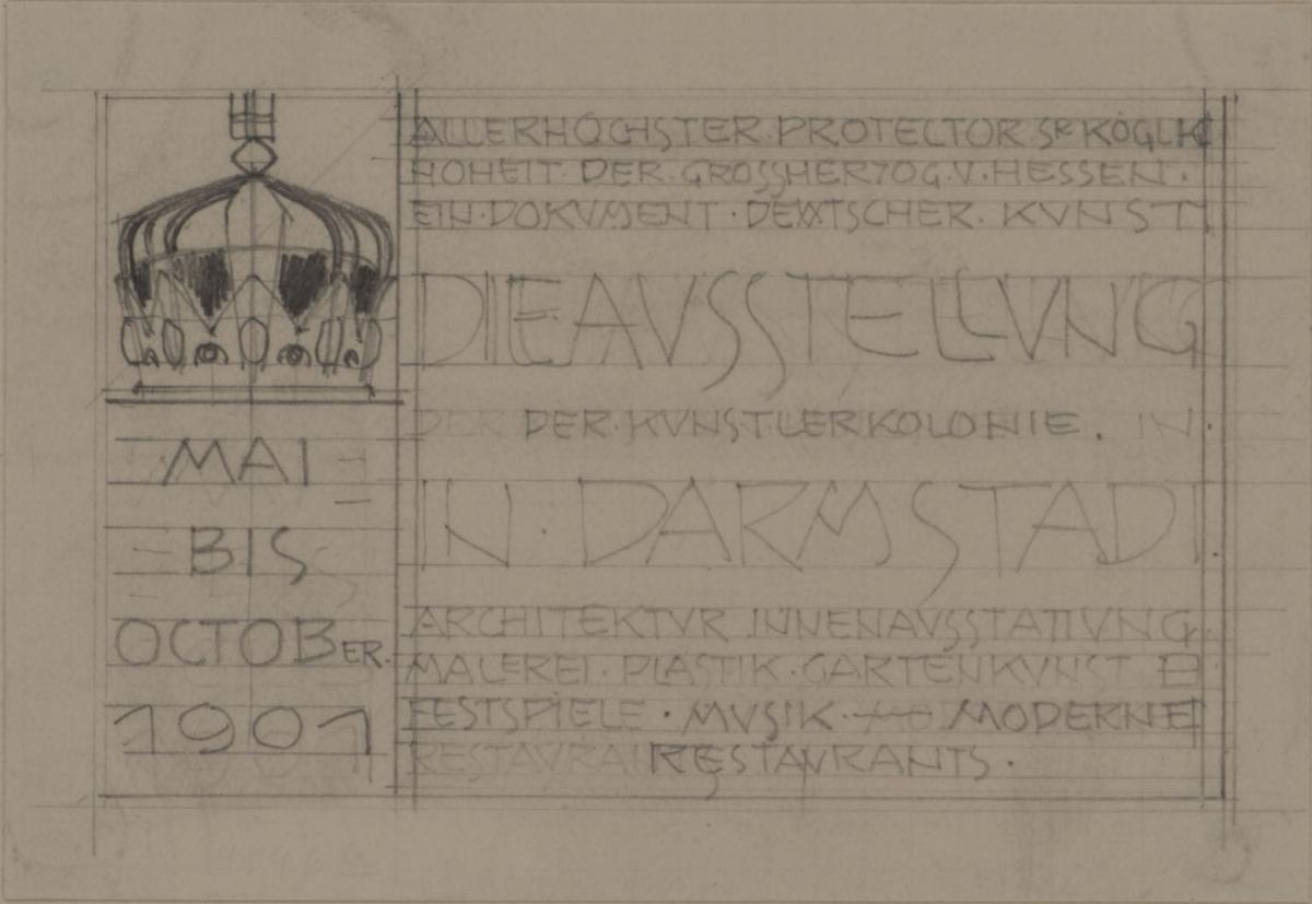 Entwurfszeichnung zur Ausstellung der Künstlerkolonie Darmstadt 1901