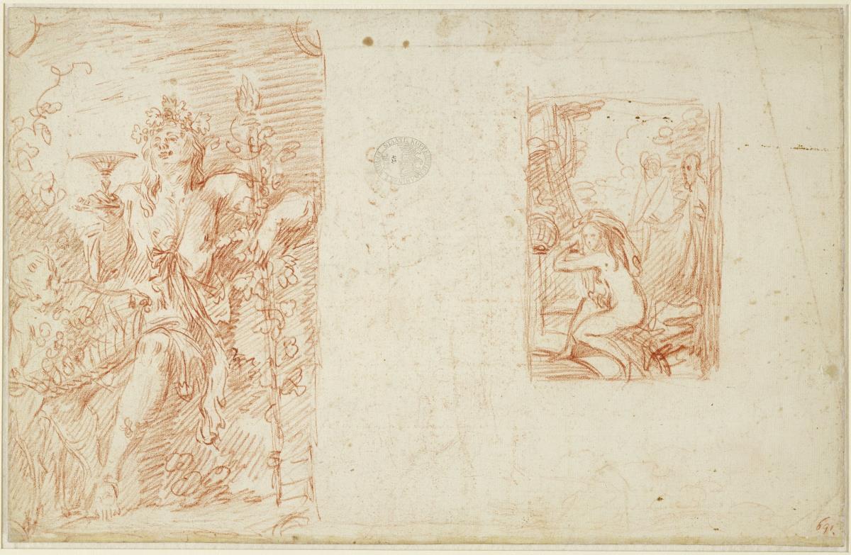 Zwei Skizzen: Bacchus und Susanna im Bade