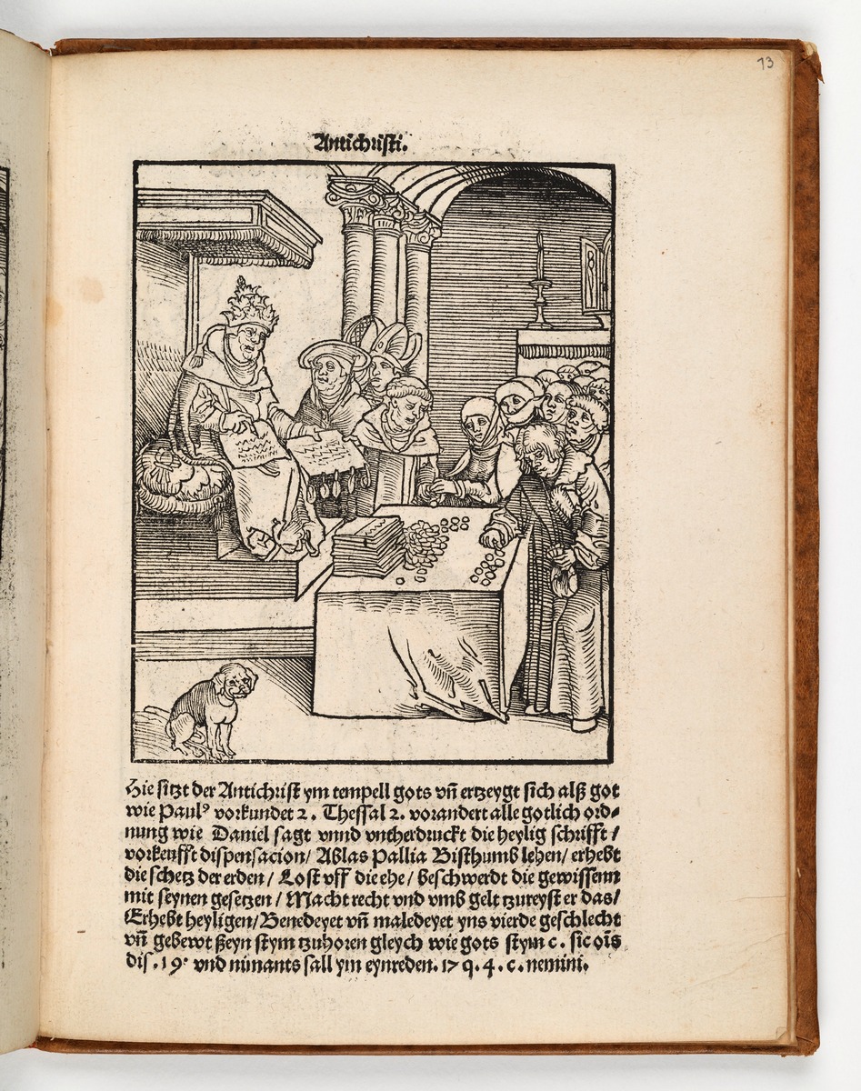 Der Papst erhält Ablassgelder. Martin Luther: Passional Christi und Antichristi. Johann Grünenberg: Wittenberg 1521