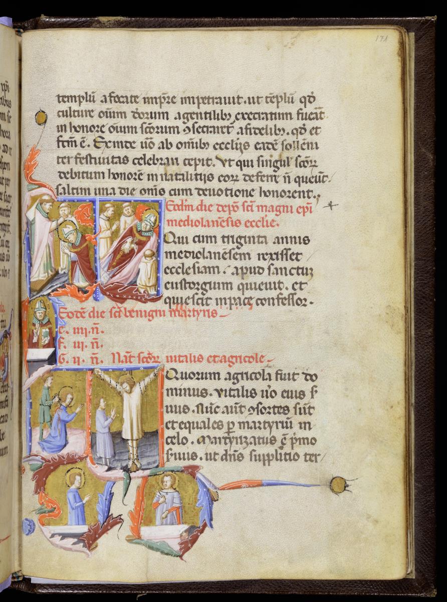 Psalterium und Martyrologium. Der Tod des Bischofs Magnus von Mailand und das Martyrium der hl. Vitalis und Agricola
