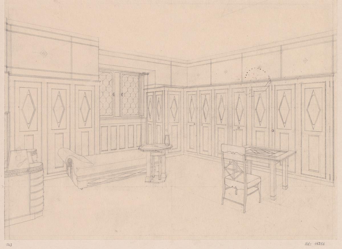 Giessen, Grossherzogliche Wohnung im Alten Schloss  Schlafzimmer, Perspektive von Nordwesten