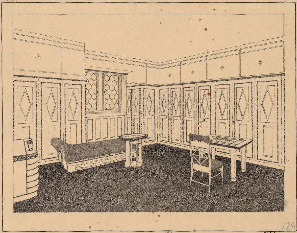 Giessen, Grossherzogliche Wohnung im Alten Schloss  Schlafzimmer, Perspektive von Nordwesten