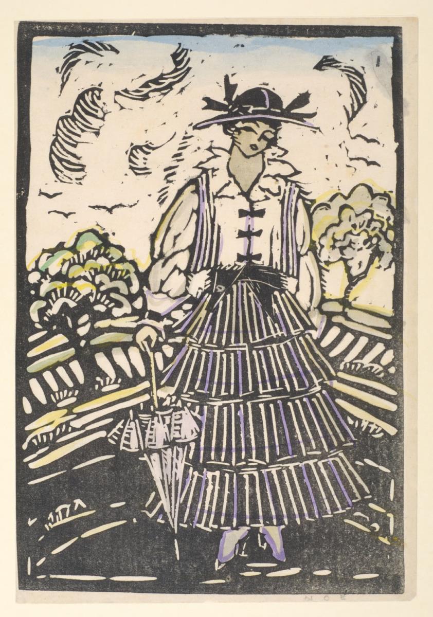 Dame in gestreiftem Stufenrock, aus: Wiener Mode 1914/15, Mappe 9/I