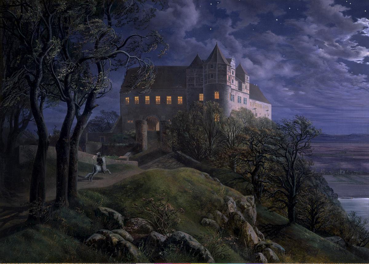 Burg Scharfenberg bei Nacht