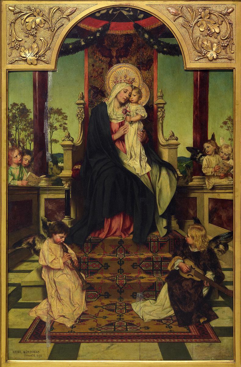 Madonna auf dem Throne mit singenden und musizierenden Engeln