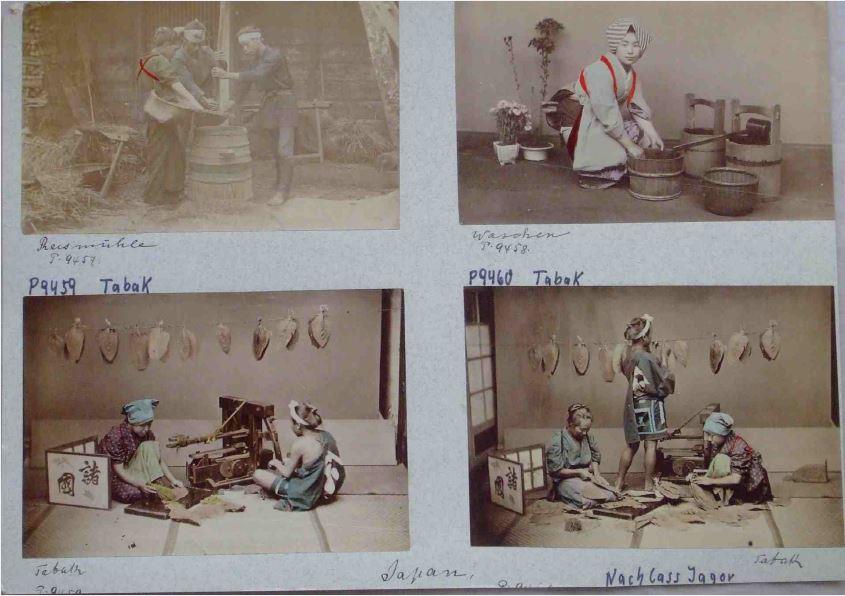 Verschiedene Handwerke: Reismühle; waschen; Tabak