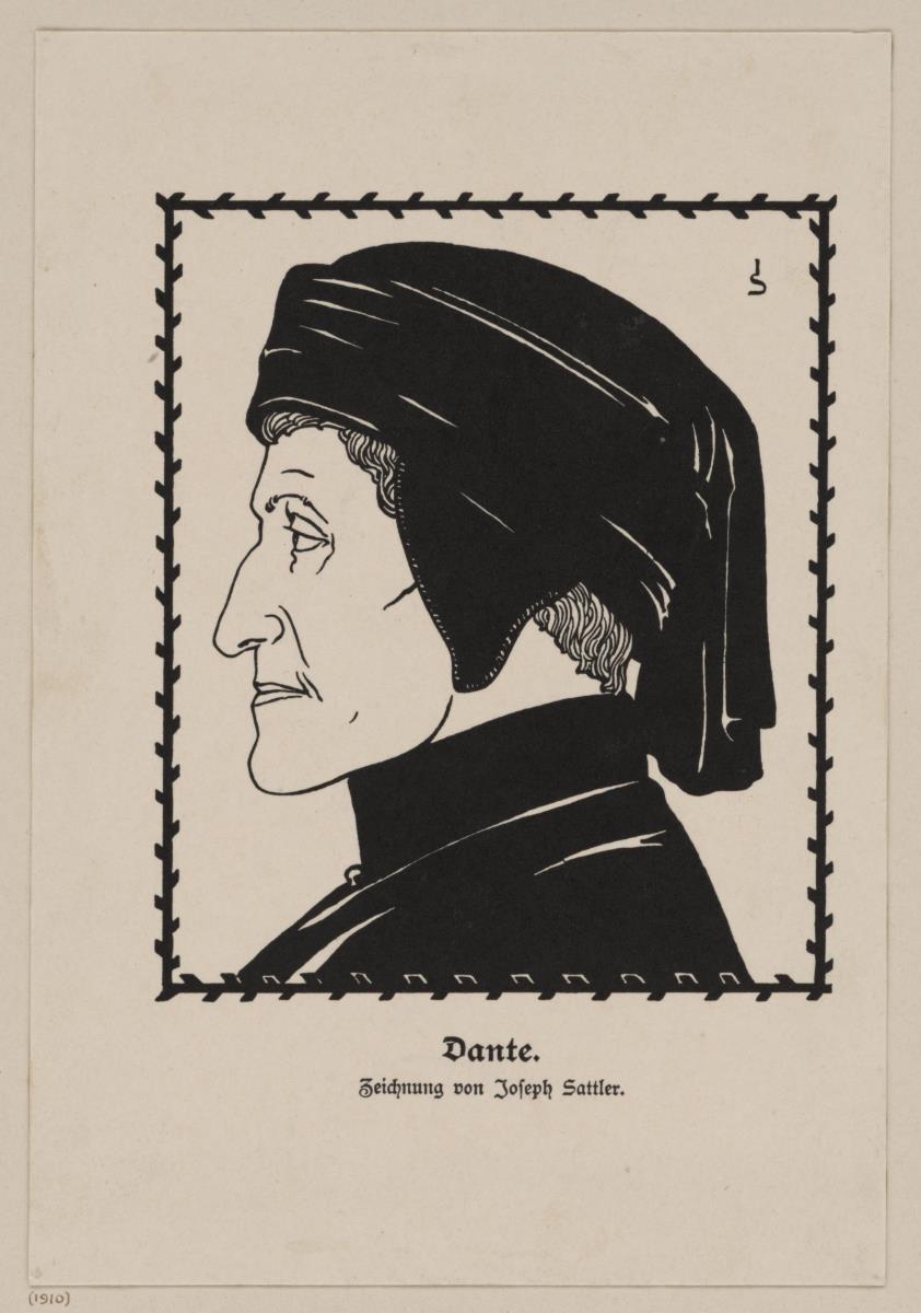 Porträt Dante im Profil. Illustration zu: Richard Zoozmann. Dantes letzte Tage