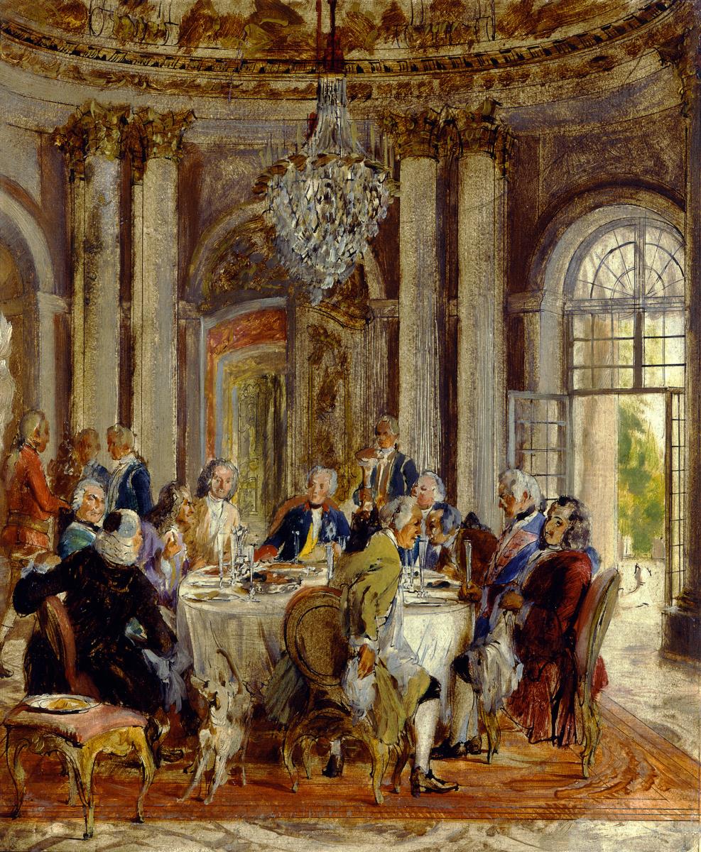 König Friedrichs II. Tafelrunde in Sanssouci. Skizze