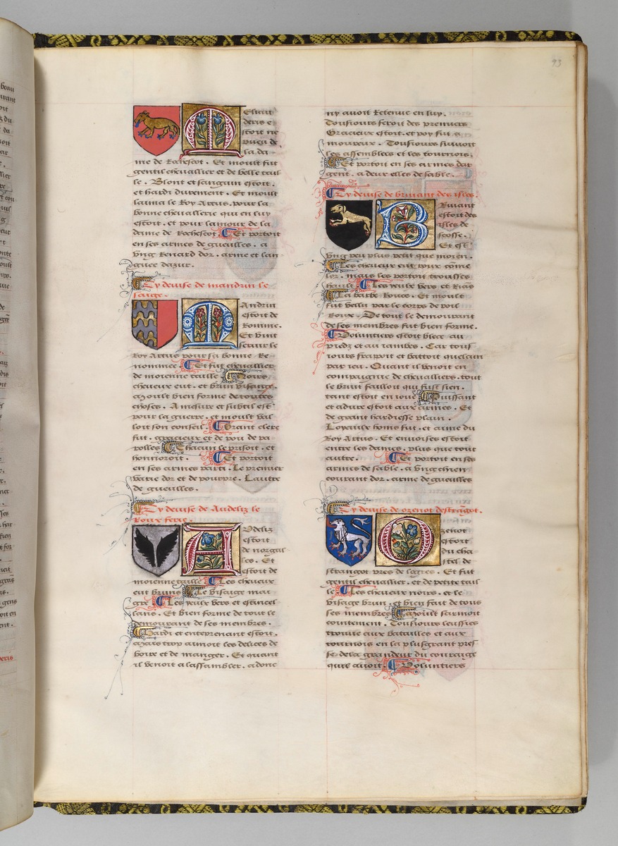 Seite aus Wappenbuch, Le blason d'armes de tous les Royaulmes et des chevaliers de la Table ronde