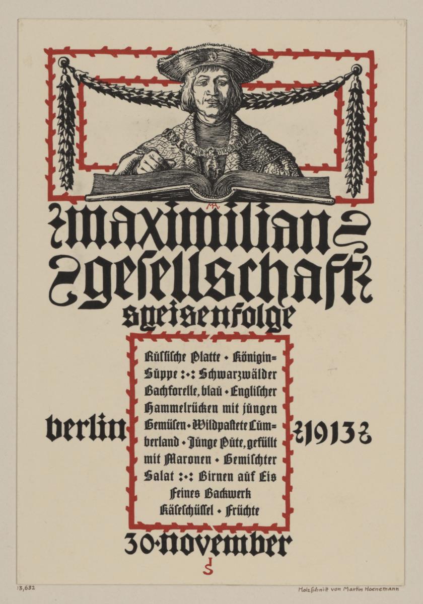 Maximiliangesellschaft. Speisenfolge