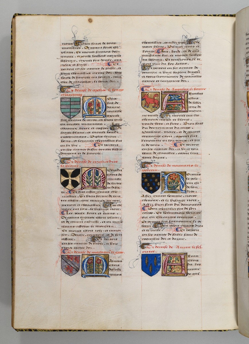 Seite aus Wappenbuch, Le blason d'armes de tous les Royaulmes et des chevaliers de la Table ronde
