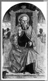 Der thronende heilige Antonius Abbas im Pluviale