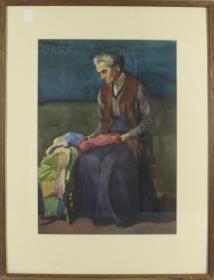 Sitzende mit Tüchern