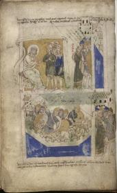 Fragment eines Psalteriums, Bl. 5 verso - Jakobs Trauer über Dinas Schändung, Blutbad zu Salem und Dinas Befreiung