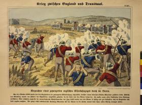 Krieg zwischen England und Transvaal. Wegnahme eines gepanzerten englischen Eisenbahnzuges durch die Buren. (14. Oktober 1899)