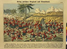 Krieg zwischen England und Transvaal. Schlacht am Modder-River. (11. Dezember 1899 - "Gordon Hochländer" versuchen Buren zu stürmen)