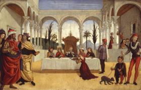 Salome bringt Herodes das Haupt des Johannes