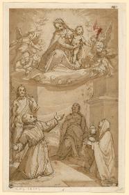 Maria Magdalena mit drei Heiligen
