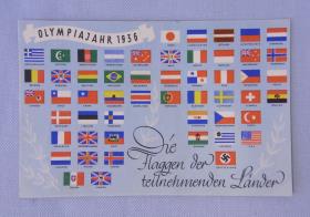 Olympiajahr 1936. Flaggen der teilnehmenden Länder.