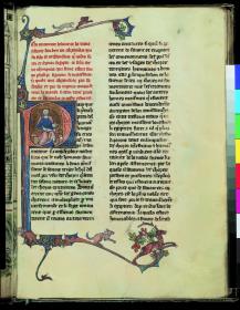 Alexander-Roman. Initiale P, darin ein thronender König