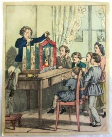 o. T. [Sechs um den Tisch versammelte Kinder beobachten Puppenhausspiel] Nr. 78