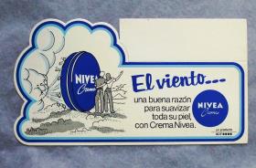 Nivea-Creme: "El viento... una buena razón para suavizar toda su piel, con Crema Nivea." - Ein guter Grund um seine Haut mit Nivea Creme zu pflegen