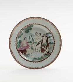 Teller mit Urteil des Paris ("Chine de commande")