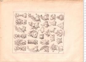 Livre D'Ornements de Trophés, Culs de Lampes, et Devises. Inventés par Gillot et Gravés par Huquier. se vendent chez luy A Paris ... 1732. et chez la veuve de F. Chereau ...