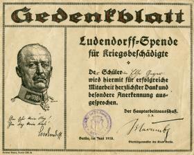 Ludendorff-Spende für Kriegsbeschädigte.