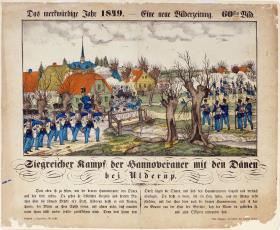 Das merkwürdige Jahr 1849. – Eine neue Bilderzeitung. 60tes Bild. Siegreicher Kampf der Hannoveraner mit den Dänen bei Ulderup.
