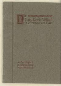 Die graphische Gesellschaft in Offenbach am Main und ihre Tätigkeit im Vereins=Jahre 1902/1903