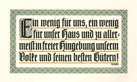 Sinnspruch und Aufforderung zur Hingebung an das Volk