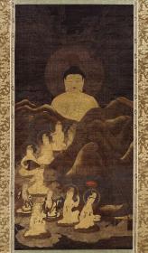 Der über die Berge kommende Amithaba (jap. Amida) mit Boddhisattvas