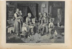Die Brüder Jakob und Wilhelm Grimm bei der Märchenerzählerin Frau Viehmann in Niederzwehren.