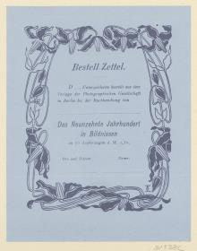 Bestellzettel für Das Neunzehnte Jahrhundert in Bildnissen