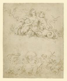 Nereide und Nereidenkinder, Nereide und Tritonen