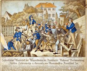 Schrecklicher Martertod der Abgeordneten der Frankfurter National Versammlung Fürsten Lichnowsky u. Generals von Auerswald in Frankfurt a. M., No. 1387