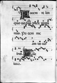 Notenseite mit Initialen P und N. In: Graduale aus Murano