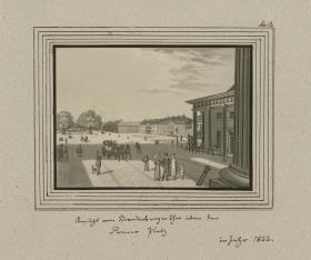 Ansicht vom Brandenburger Thor über den Pariser Platz im Jahr 1822.