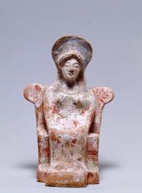 Attische Terrakotte: Thronende Athena