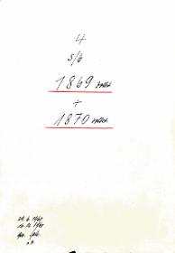 4 5/6 1869 vollst. + 1870 vollst. 29.06.1960 16.12.1960 gez. Sch. [Schönberger, Arno] v.B. [= Erwerbungsjahr 1869: 1303-3282 aus Inventarbuch Sammlung 1867-69; Erwerbungsjahr 1870: 1-526 aus Inventarbuch Sammlung 1870-1873]