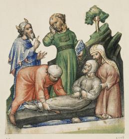 Beerdigung des Nadab und Abiu. Links Moses