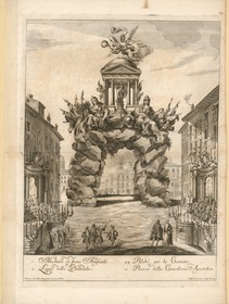 Feuerwerksaufbau auf der Piazza della Cancellaria Apostolica in Rom