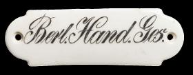 Namensschild "Berl. Hand. Ges."