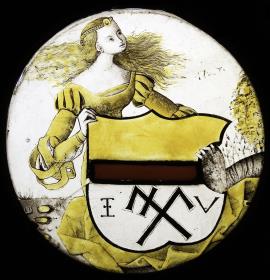 Schildhalterin mit unbekanntem Wappen