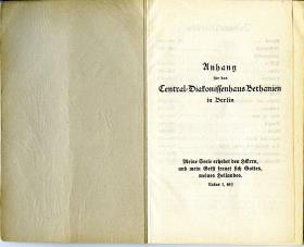 Anhang für das Central-Diakonissenhaus Bethanien in Berlin.